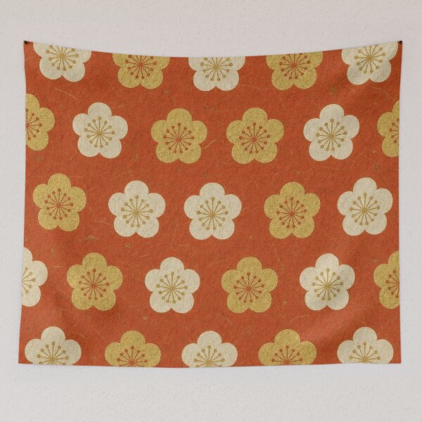Item preview, Japanese Ume Plum Blossom Pattern Red and Gold designed and sold by vekotpu.