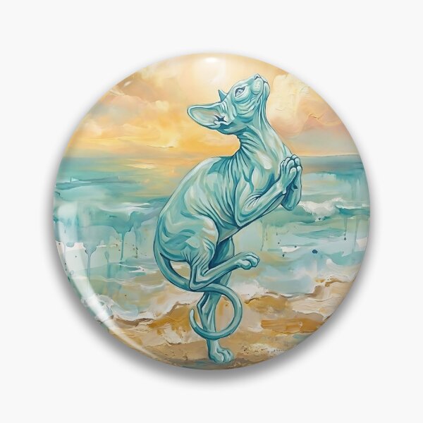 Item preview, Sphynx Cat Yoga Beach Abstract Painting designed and sold by PictoVibe.