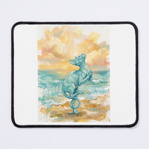 Item preview, Sphynx Cat Yoga Beach Abstract Painting designed and sold by PictoVibe.