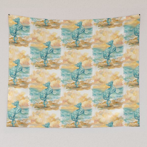 Item preview, Sphynx Cat Yoga Beach Abstract Painting designed and sold by PictoVibe.