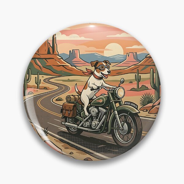 Item preview, Jack Russell Motorcycle Desert Highway Vintage Poster designed and sold by PictoVibe.