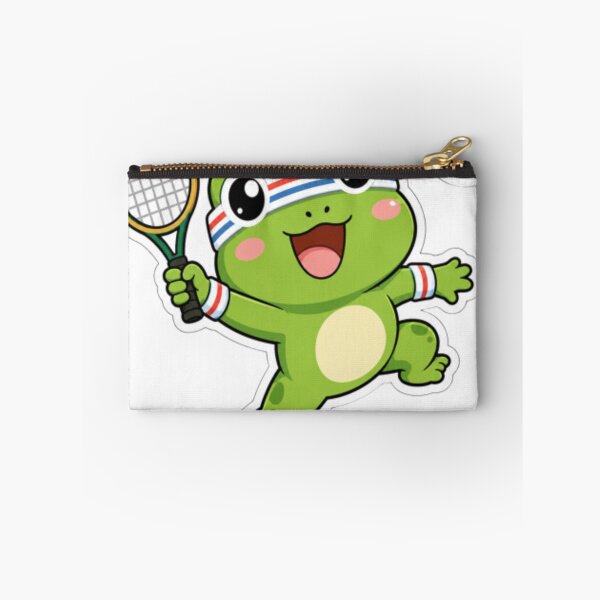 Item preview, Cute Funny Frog Playing Tennis Cartoon Sticker designed and sold by Creativedes786.