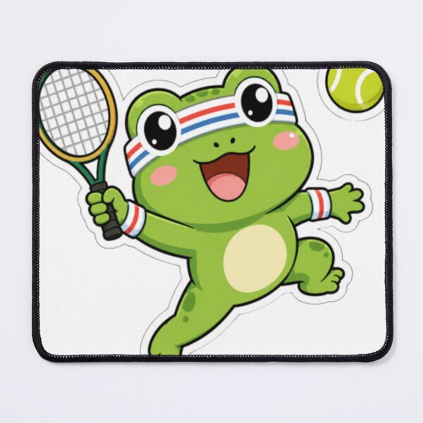 Item preview, Cute Funny Frog Playing Tennis Cartoon Sticker designed and sold by Creativedes786.
