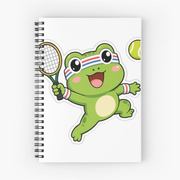 Item preview, Cute Funny Frog Playing Tennis Cartoon Sticker designed and sold by Creativedes786.