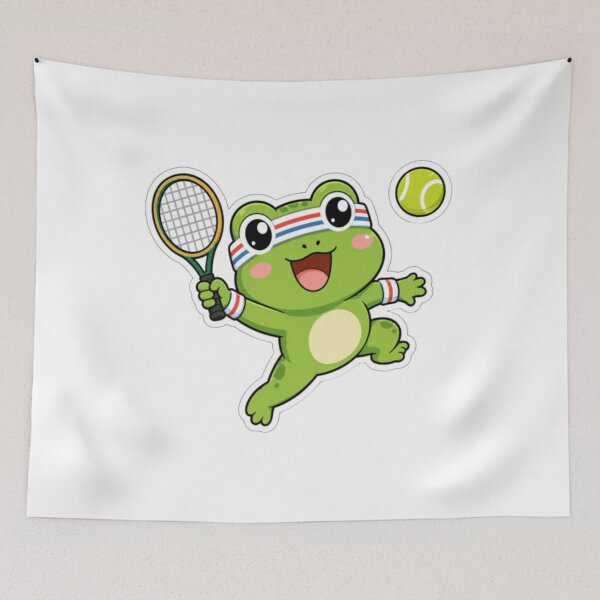Item preview, Cute Funny Frog Playing Tennis Cartoon Sticker designed and sold by Creativedes786.