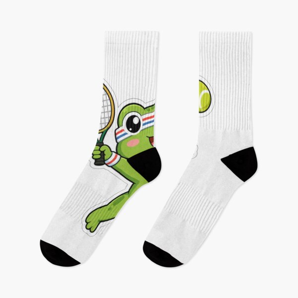 Item preview, Cute Funny Frog Playing Tennis Cartoon Sticker designed and sold by Creativedes786.