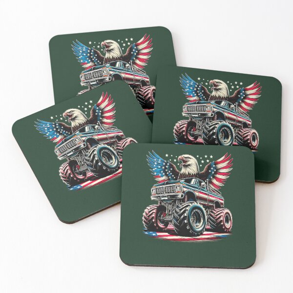 Item preview, 4Th Of July Boys Monster Truck Bald Eagle 360 designed and sold by GvenceJewelry.