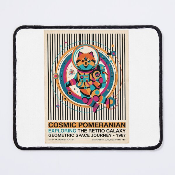 Item preview, Pomeranian Astronaut Retro Space Mid-Century Poster designed and sold by PictoVibe.
