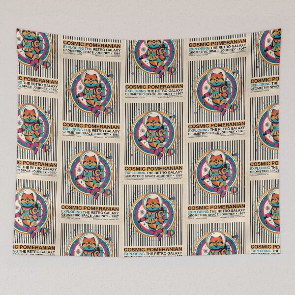 Item preview, Pomeranian Astronaut Retro Space Mid-Century Poster designed and sold by PictoVibe.