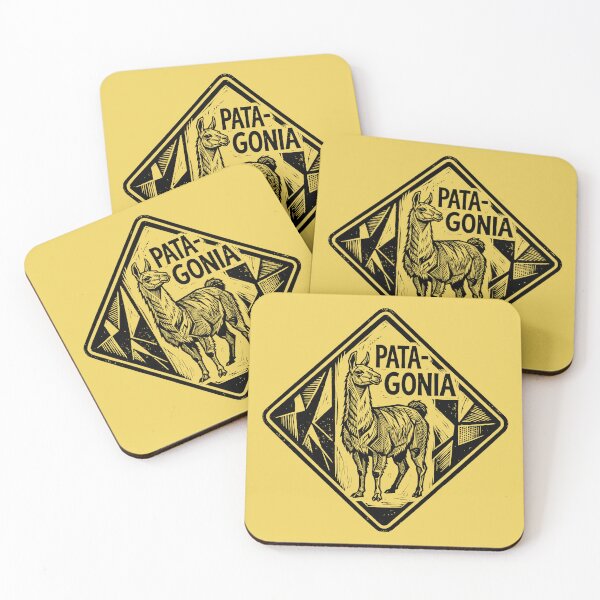 Item preview, Patagonia Llama Guanaco Mountain Woodcut Linocut Art Badge designed and sold by KiwiRider.