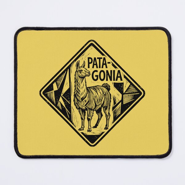 Item preview, Patagonia Llama Guanaco Mountain Woodcut Linocut Art Badge designed and sold by KiwiRider.