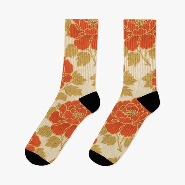 Item preview, Peonía japonesa con estampado botánico en rojo y dorado. designed and sold by vekotpu.