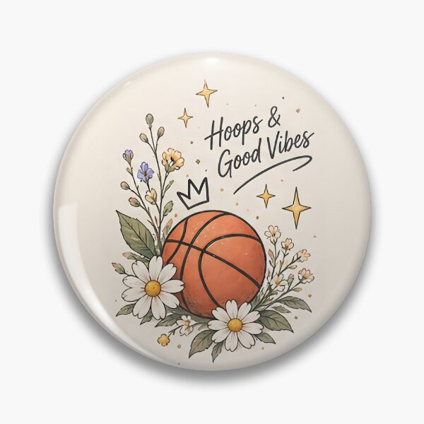 Item preview, Hoops & Good Vibes – Floral Basketball Design designed and sold by KWW SHOP.