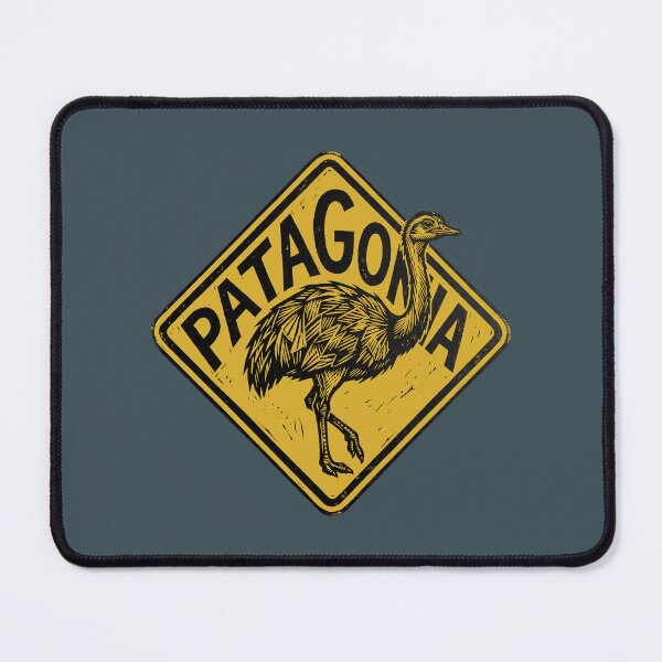 Item preview, Patagonia Choique Rhea Bird Yellow Road Sign Woodcut Linocut Art designed and sold by KiwiRider.