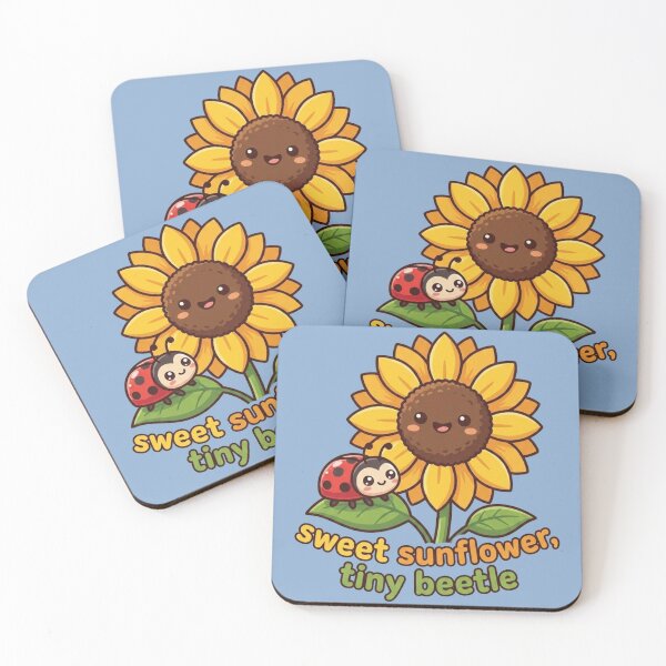 Item preview, Sweet Sunflower Tiny Beetle Sticker | Cute Ladybug & Sunflower Kawaii Design | Nature Gift designed and sold by morning sun.