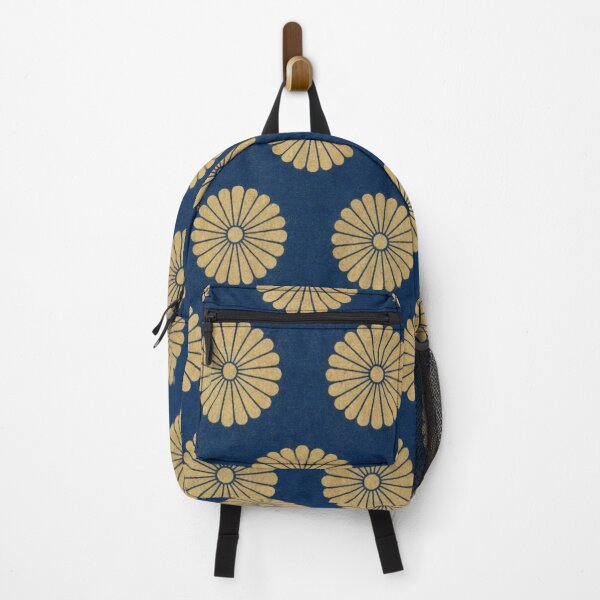 Item preview, Japanese Kiku Chrysanthemum Pattern Gold and Navy Blue designed and sold by vekotpu.