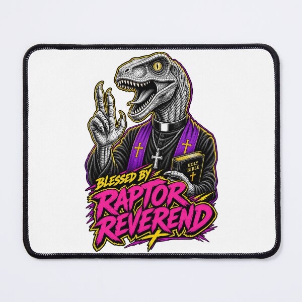 Item preview, Blessed By Raptor Reverend Velociraptor Funny Dinosaur Humor designed and sold by WolfmanProphecy.