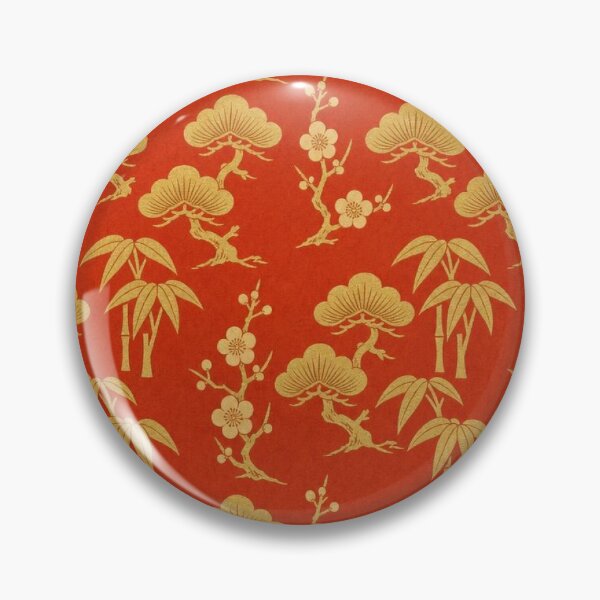 Item preview, Japanese Sho Chiku Bai Pine Bamboo Plum Pattern Red and Gold designed and sold by vekotpu.