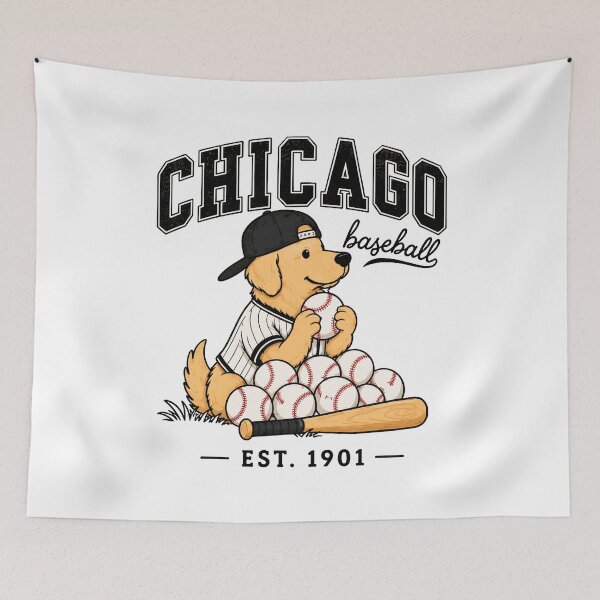 Item preview, Chicago Baseball Dog Cute Vintage Style designed and sold by tranhuonggiang.
