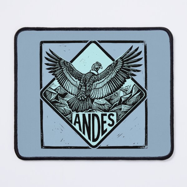 Item preview, Andes Condor Mountain Bird Vintage Blue Woodcut Linocut Art Emblem designed and sold by KiwiRider.