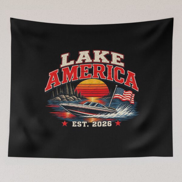 Item preview, Lake America Est 2026 Boating Speedboat Retro Sunset Patriotic designed and sold by SEINENGAPPI8.