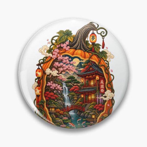 Item preview, The Magic Pumpkin – Enchanted Japanese Garden Ukiyo-e Fantasy designed and sold by Substance_life.