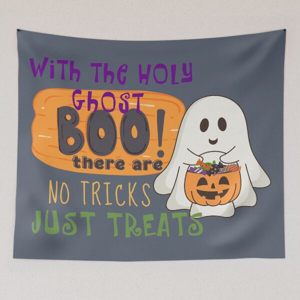 Item preview, Halloween Cute Ghost Trick or Treat Holy Sprit Spooky Season Christian  designed and sold by Forevermore.