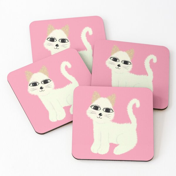 Item preview, Fluffy White Cat lover with Big Eyes, Cute Furry Kitten Art designed and sold by Tanapan2529.