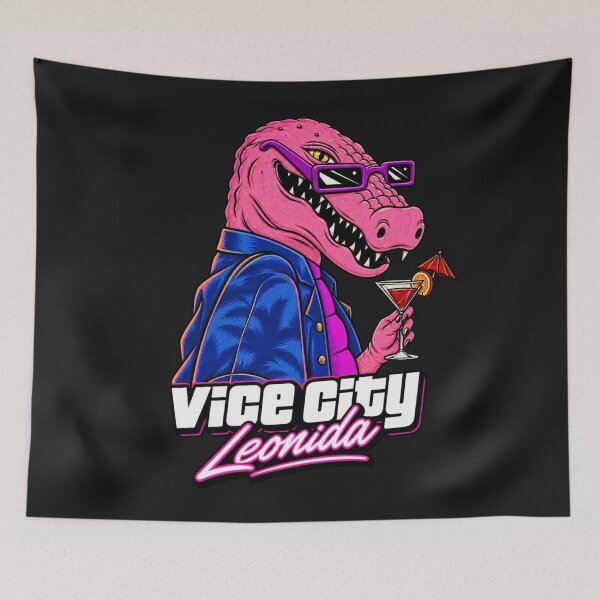 Item preview, GTA6 Vice City Leonida Crocodile – Retro 80s Miami Style   designed and sold by FelineFrenzyArt.