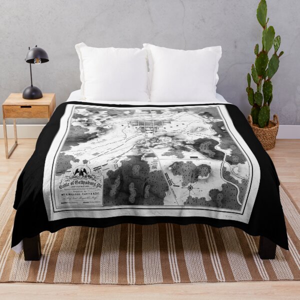 Item preview, Vintage Map Of The Gettysburg Battlefield (1863)Bw designed and sold by AlleneAbbott.