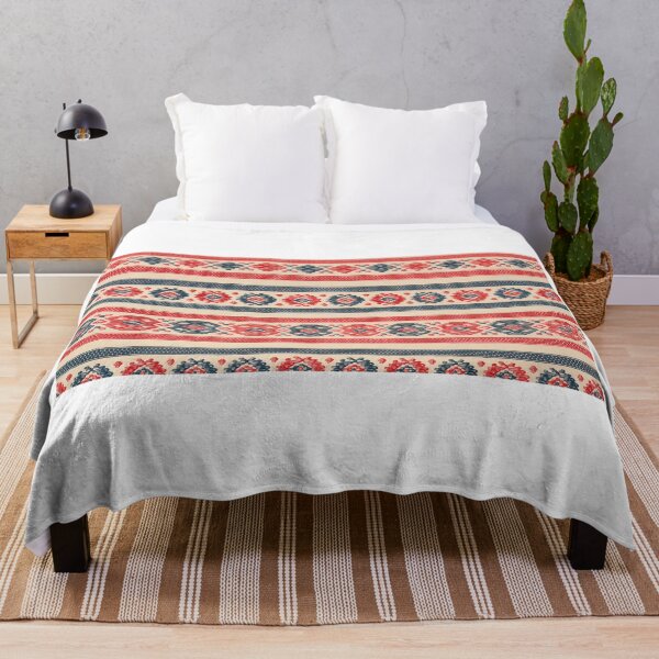 Item preview, Romanian Folk Textile Pattern in Red and Blue designed and sold by DansCreations42.