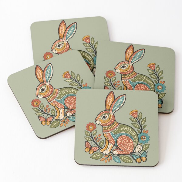 Item preview, Gond-Inspired Forest Rabbit Folk Art designed and sold by  MAD's Recreation Studio.