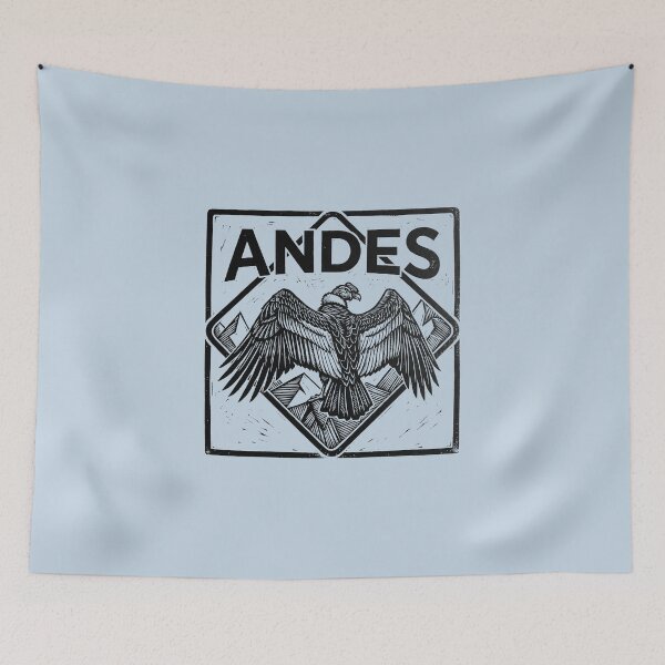 Item preview, Andes Mountains Condor Bird Black and White Woodcut Linocut Art designed and sold by KiwiRider.