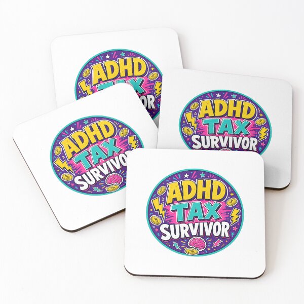 Item preview, ADHD Tax Survivor Funny Neurodivergent Sticker designed and sold by RedRubyBubble.