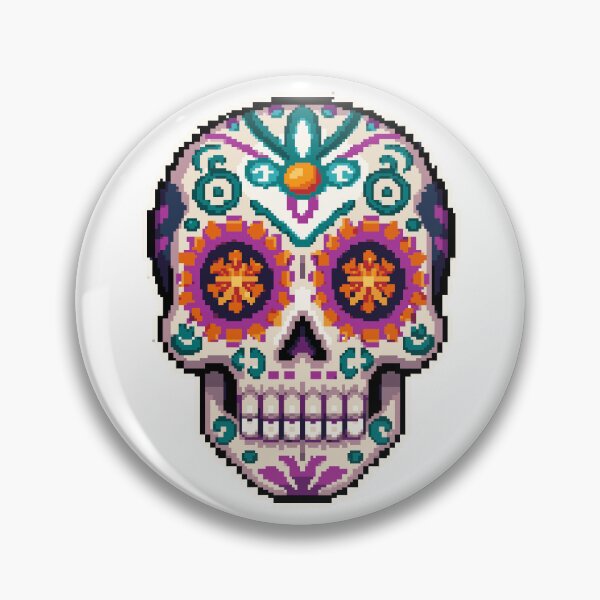 Item preview, Sugar Skull Calavera Día de los Muertos Pixel Art designed and sold by PixelBrujeria.