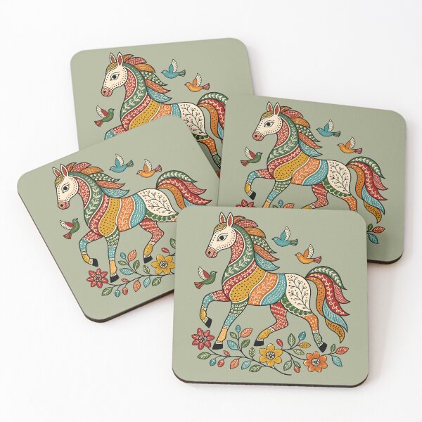 Item preview, Gond-Inspired Horse Folk Art designed and sold by  MAD's Recreation Studio.