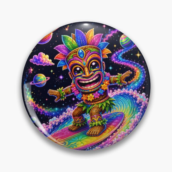 Item preview, Cosmic Tiki Surfer Riding a Rainbow Galaxy Wave designed and sold by Victor Shadehorn.