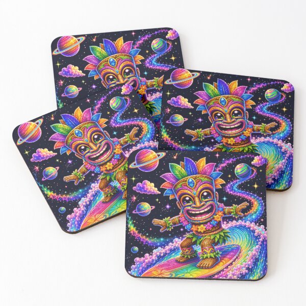 Item preview, Cosmic Tiki Surfer Riding a Rainbow Galaxy Wave designed and sold by Victor Shadehorn.