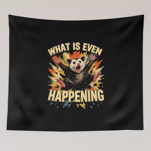Item preview, Funny Raccoon What Is Even Happening Retro Sunburst designed and sold by PaletteArc.