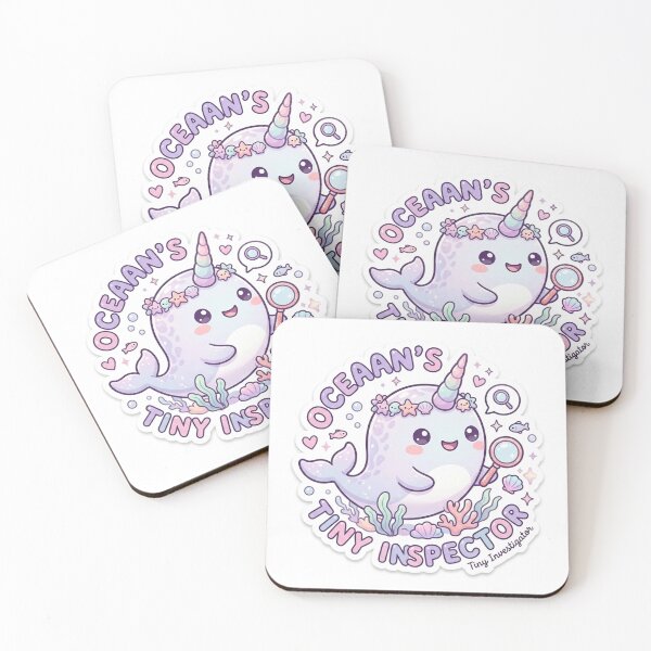 Item preview, Narwhal – Kawaii "Oceaan's Tiny Inspector" Sticker designed and sold by Chipkooo.
