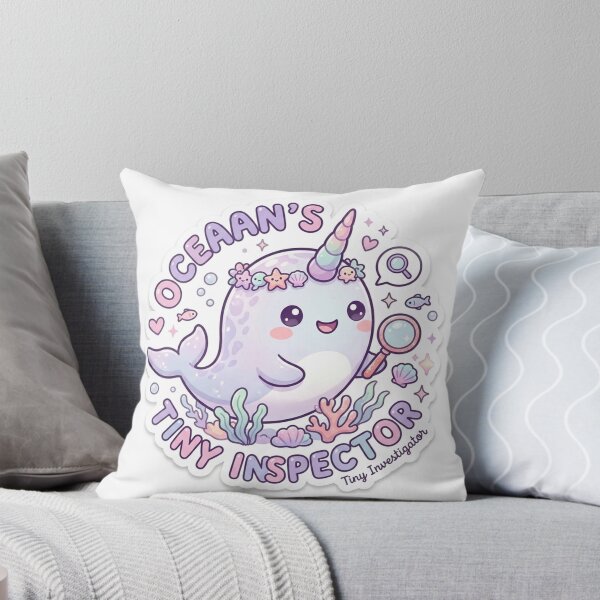 Item preview, Narwhal – Kawaii "Oceaan's Tiny Inspector" Sticker designed and sold by Chipkooo.
