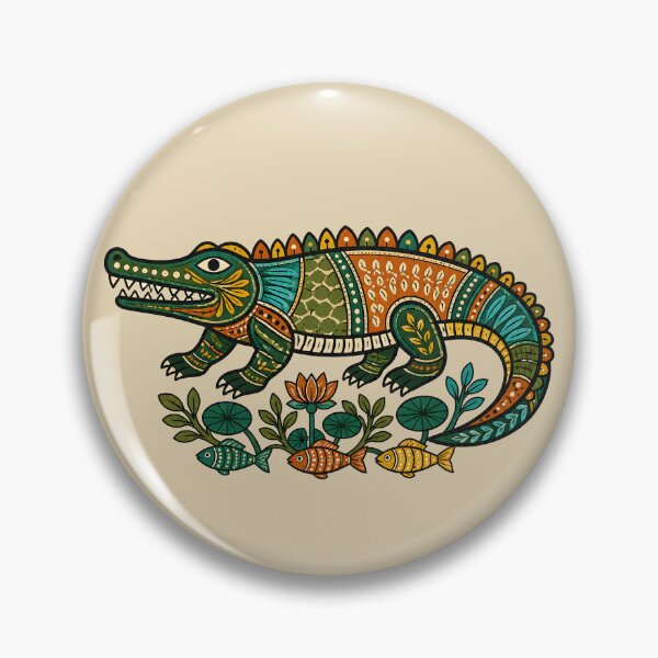 Item preview, Gond-Inspired Indian Crocodile Folk Art designed and sold by  MAD's Recreation Studio.