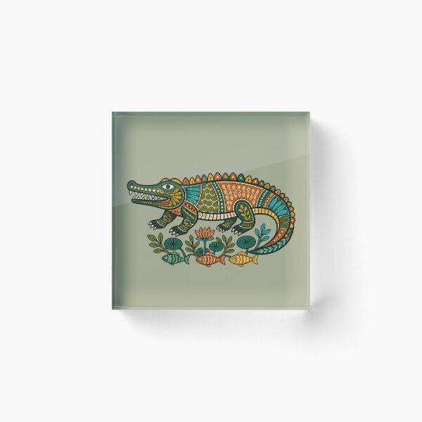 Item preview, Gond-Inspired Indian Crocodile Folk Art designed and sold by  MAD's Recreation Studio.