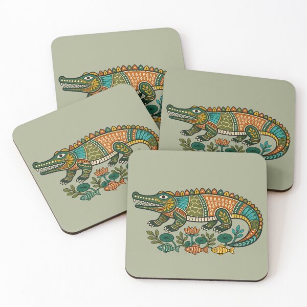 Item preview, Gond-Inspired Indian Crocodile Folk Art designed and sold by  MAD's Recreation Studio.