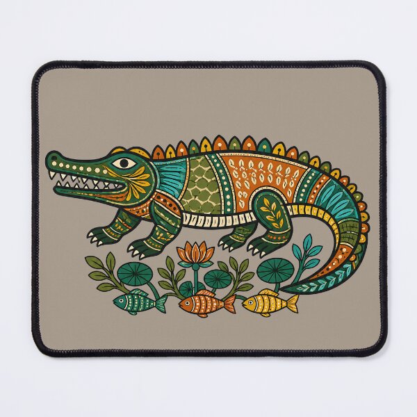 Item preview, Gond-Inspired Indian Crocodile Folk Art designed and sold by MAD's Recreation Studio.
