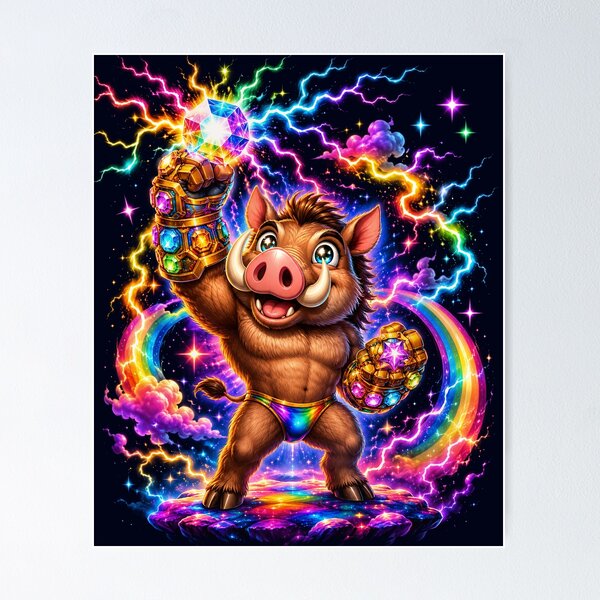 Item preview, Cosmic Warthog Gem Gauntlet Rainbow Power designed and sold by Victor Shadehorn.