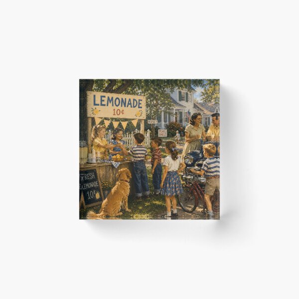 Item preview, Vintage Lemonade Stand Neighborhood Summer Art designed and sold by PuzzlingRooster.