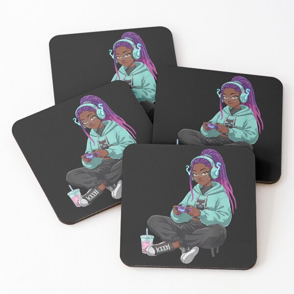 Item preview, Gaming Boba Tea Anime Afro African American Gamer Black Girl designed and sold by KoreyChelsi.