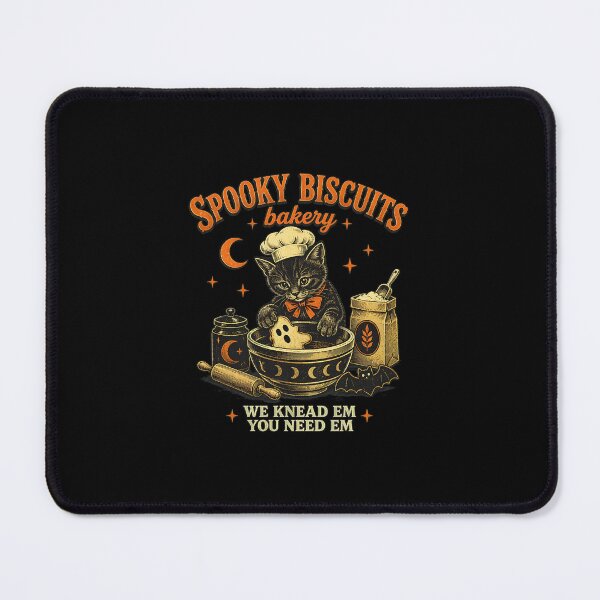 Item preview, Spooky Biscuits Bakery Halloween Cat Kneading Dough designed and sold by PaletteArc.