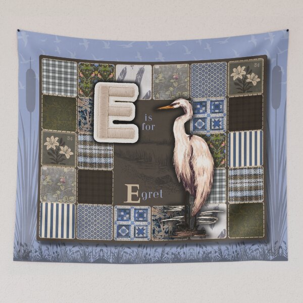 Item preview, E is for Egret Patchwork Alphabet designed and sold by ArtistsAtticWI.